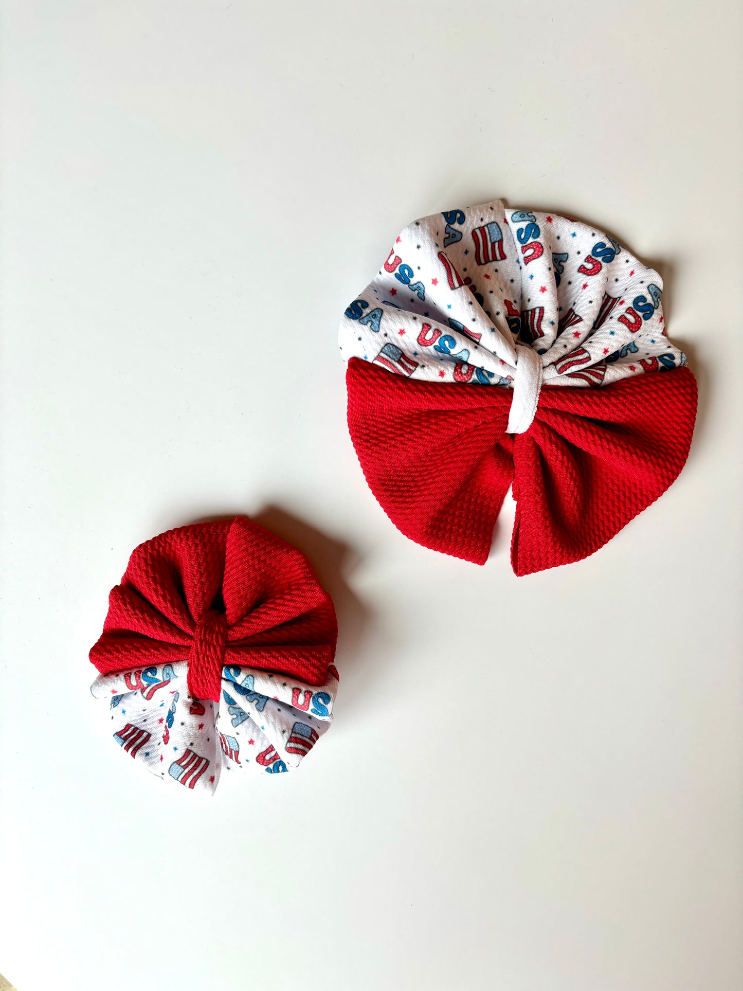 DUAL TONE RED PATRIOTIC BOW